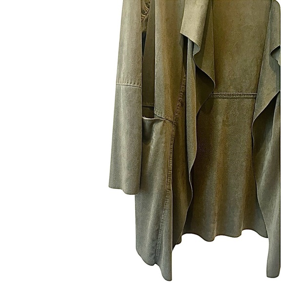 Max Studio | Vintage Suede Trench Coat | Olive Green Cardi | Women’s Size Medium - Picture 7 of 11